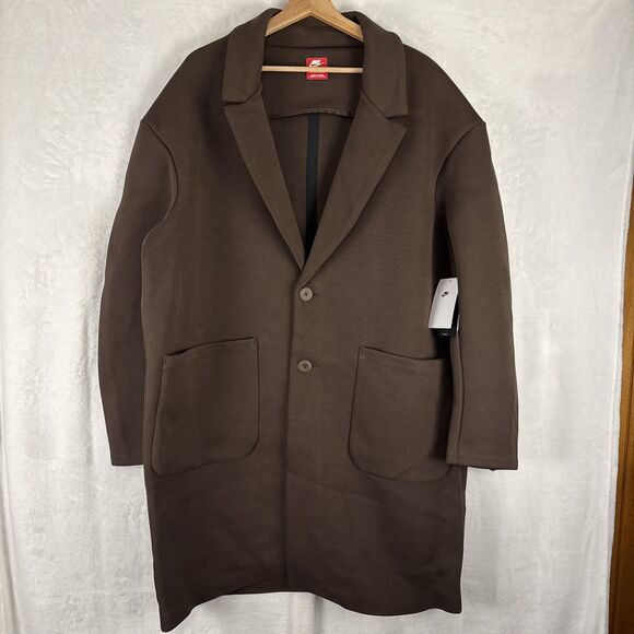 Nike Tech Fleece Reimagined Loose Fit Trench Coat FN0601-237 Brown Sz Large NWT - Picture 1 of 10